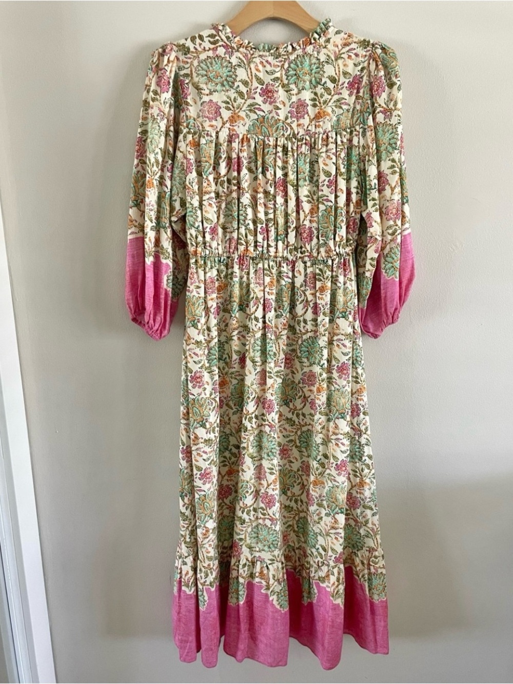 Farmers Market Floral Tiered Maxi Midi Dress Boho Prairie Cottage World Market - Picture 3 of 6